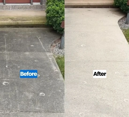 before & after of sidewalk cleaning