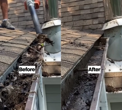after gutter cleaned