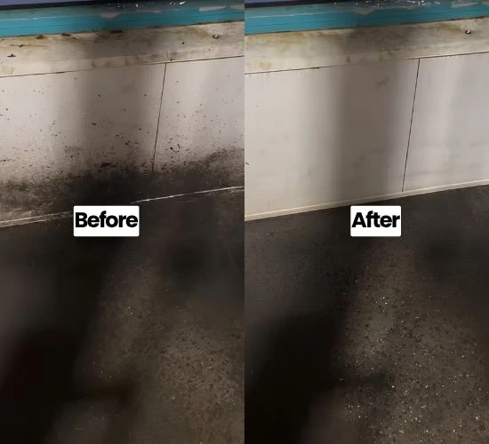 before & after of internal room wall