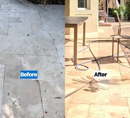 before & after patio cleaning