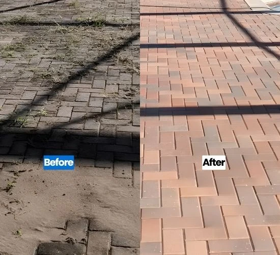 Paver cleaning before and after